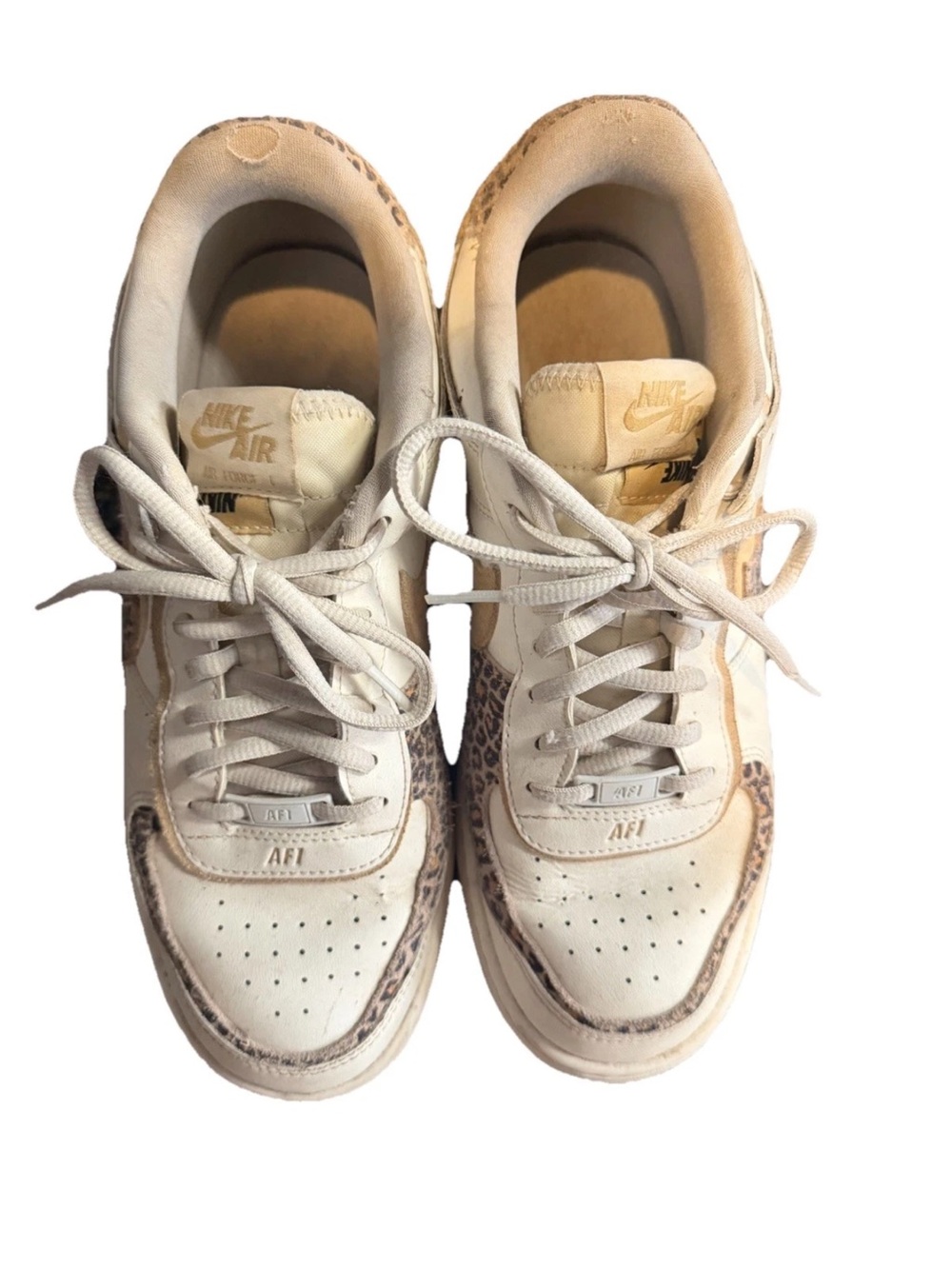 Nike White/Tan Low-Top Sneakers with Subtle Animal Accent